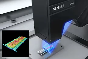 Medición dimensional de bisagras con el perfilómetro láser LJ-X8000