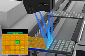 Inspección de apilamiento y saliente de circuitos integrados con el LJ-X8000