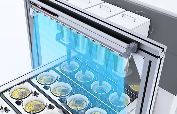 Eliminación de estática durante el transporte de vasos de fideos instantáneos