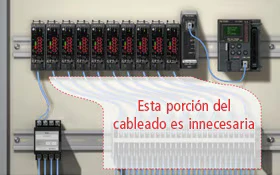 Tablero donde una porción del cableado hacia el PLC se vuelve innecesaria al usar la Serie DL