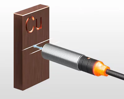 Sensor ER detectando a distancia una pieza de cobre (Cu)