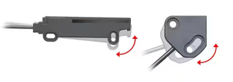 Los orificios de tornillo convertidos en ranuras permiten girar y ajustar el sensor para alinear el eje óptico