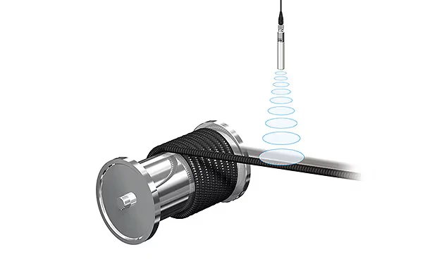Sensor FW emitiendo ondas ultrasónicas estabilizadas por el algoritmo A.W.S.