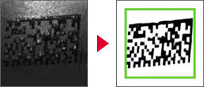 HR-X decodificando un código de contraste ultrabajo (antes y después)