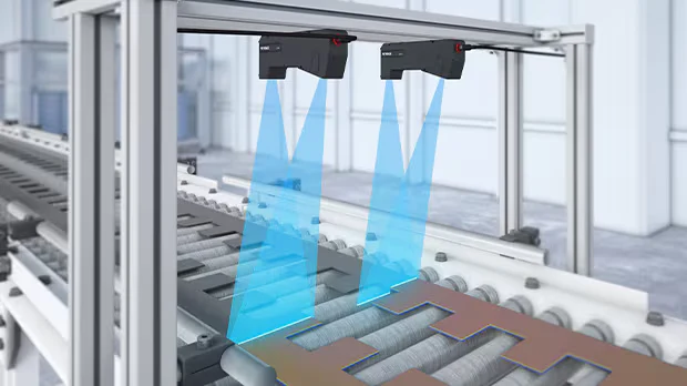 Perfilómetro láser haciendo inspección de superficie inline tras el prensado
