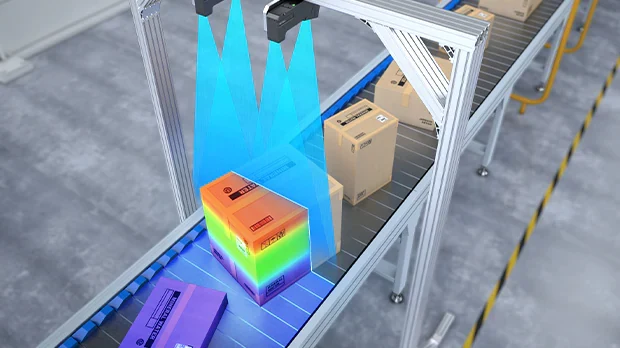 Perfil 3D de un paquete para medir sus dimensiones