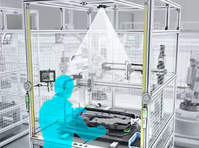 IV3 verificando el ensamblaje de piezas en una celda de trabajo semiautomática