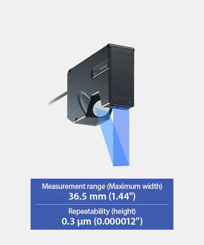 Perfilómetro láser Keyence LJ-X8070 — rango de medición (ancho máximo) 36,5 mm, repetibilidad de altura 0,3 µm