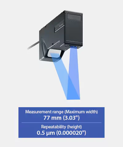 Perfilómetro láser Keyence LJ-X8100 — rango de medición (ancho máximo) 77 mm, repetibilidad de altura 0,5 µm
