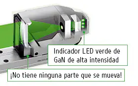 Diseño óptico patentado del LS-7000, sin partes móviles, con LED verde GaN de alta intensidad