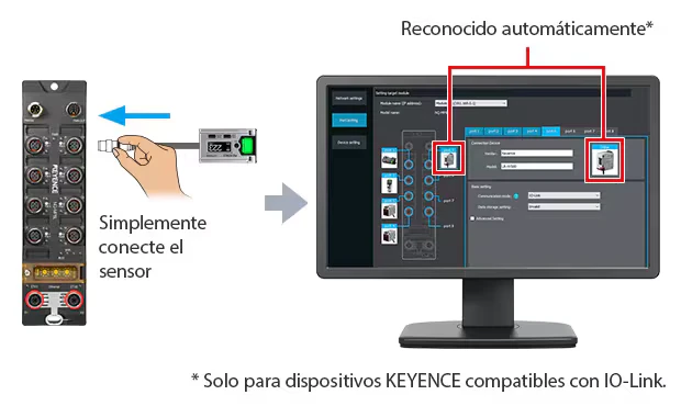 NQ Sensor Monitor reconociendo automáticamente los dispositivos KEYENCE conectados