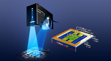 Perfilómetro láser 2D/3D Keyence LJ-X8000 escaneando una placa con línea láser