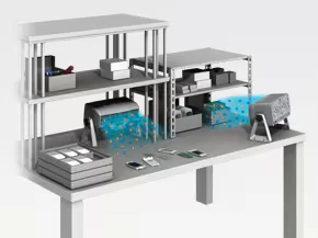 Eliminación de estática en un proceso de fabricación de celulares con el soplador SJ-F2000/5000