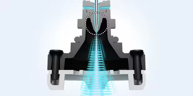Estructura Inside Supersonic que envuelve la sonda de electrodo con aire coaxial