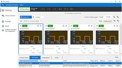 Software del SK comprobando la carga electrostática del objetivo